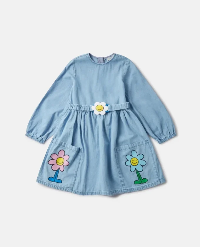 Abito a maniche lunghe con fibbia decorata con motivi floreali Abito a maniche lunghe con fibbia decorata con motivi floreali