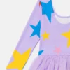 Abito a maniche lunghe con gonna in tulle con stampa a stelle Abito a maniche lunghe con gonna in tulle con stampa a stelle
