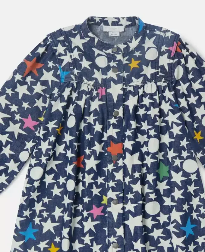 Abito a maniche lunghe con stampa a stelle Abito a maniche lunghe con stampa a stelle