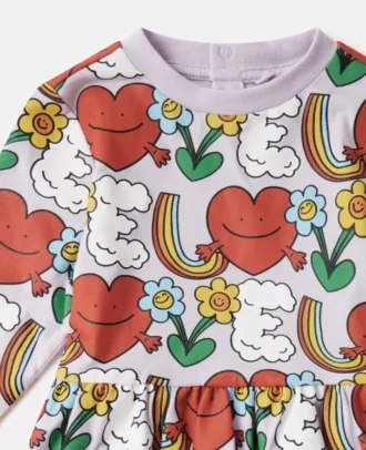 Abito a maniche lunghe con stampa Earth Friends