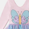 Abito con gonna in tulle con stampa a farfalle Abito con gonna in tulle con stampa a farfalle