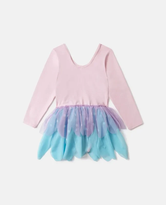Abito con gonna in tulle con stampa a farfalle Abito con gonna in tulle con stampa a farfalle