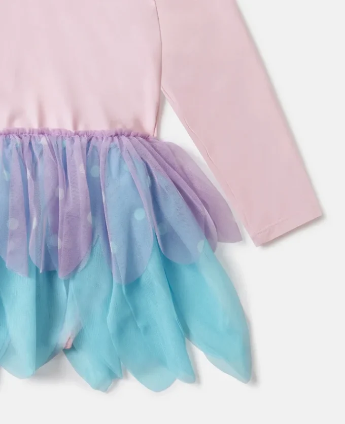 Abito con gonna in tulle con stampa a farfalle Abito con gonna in tulle con stampa a farfalle