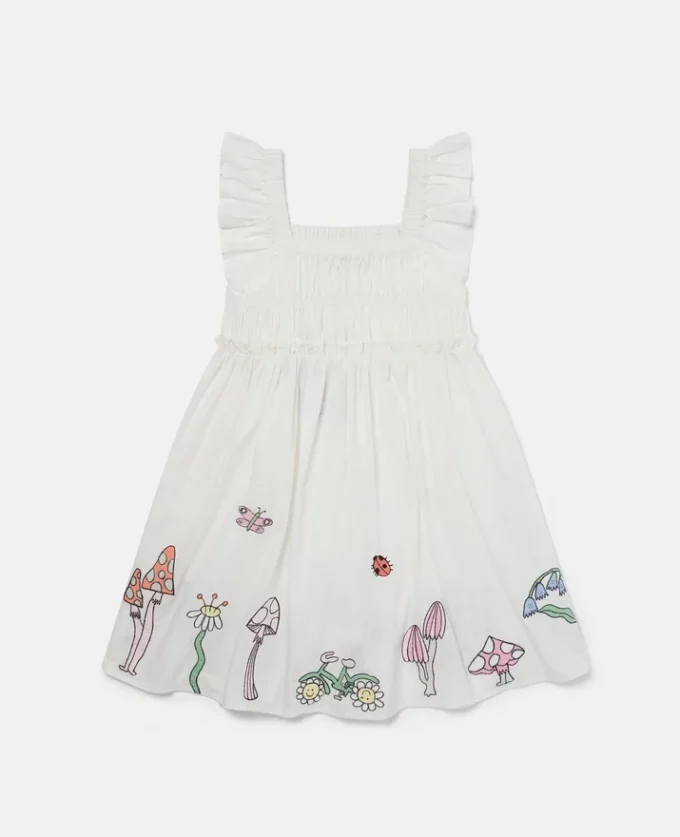 Abito con maniche ad aletta e pieghe Woodland Friends Abito con maniche ad aletta e pieghe Woodland Friends