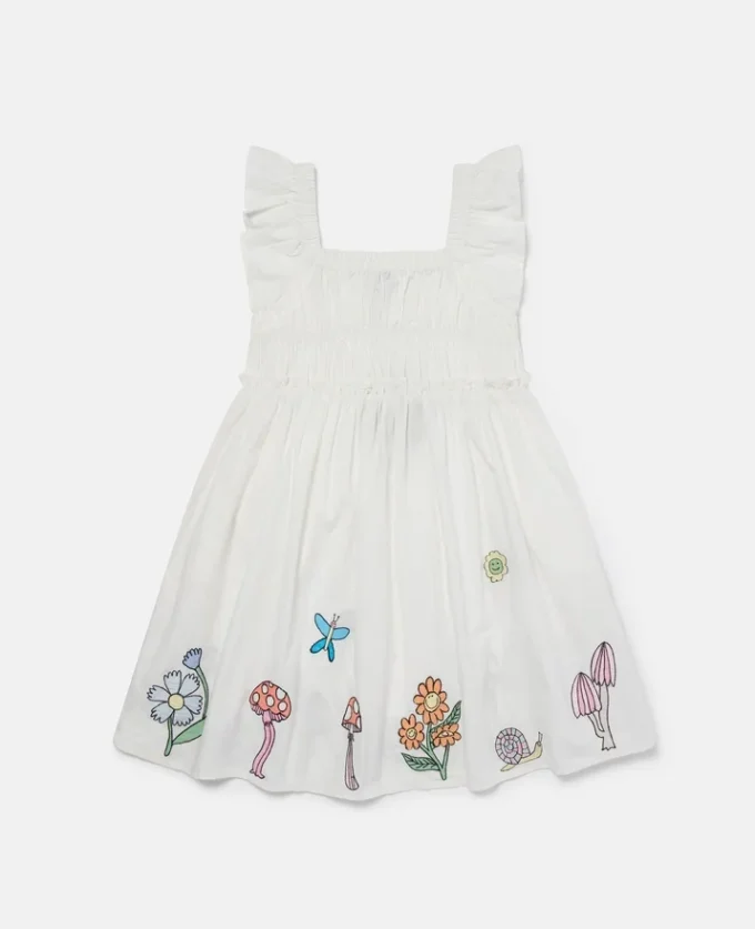 Abito con maniche ad aletta e pieghe Woodland Friends Abito con maniche ad aletta e pieghe Woodland Friends