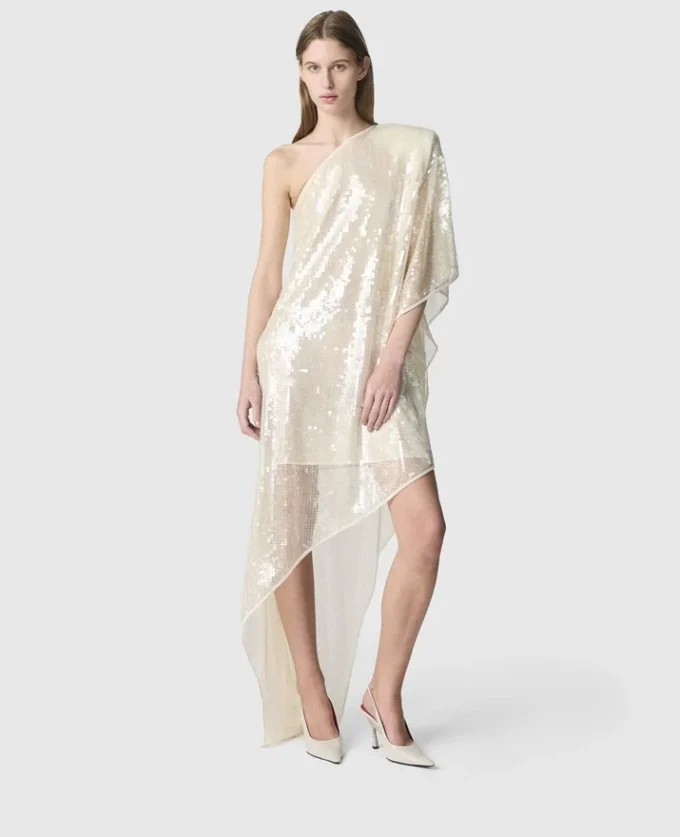Abito con paillettes a manica singola Abito con paillettes a manica singola