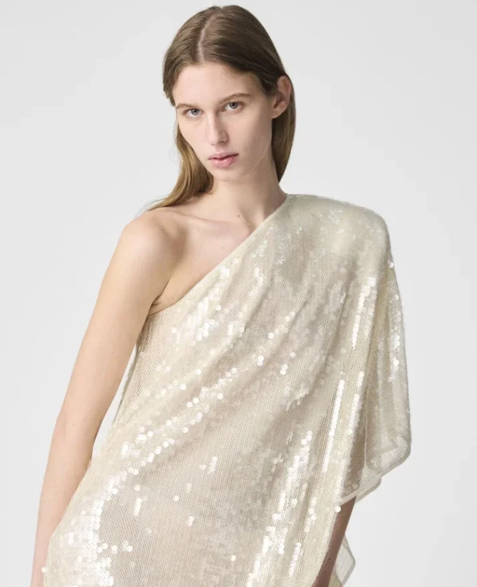 Abito con paillettes a manica singola Abito con paillettes a manica singola