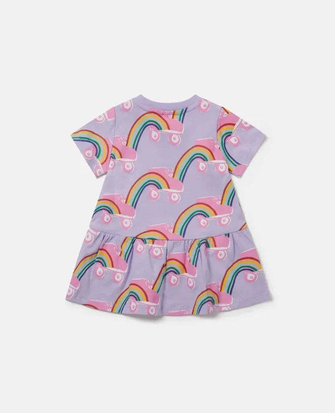 Abito con stampa arcobaleno e pattini a rotelle
