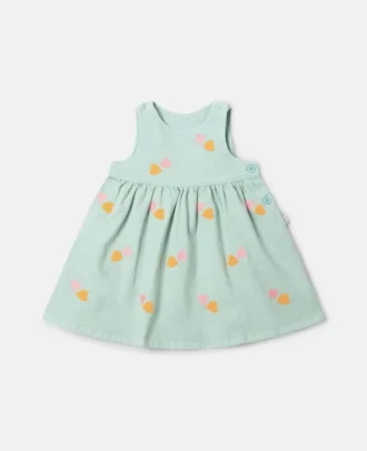 Abito in gabardine con ricamo a forma di cuore