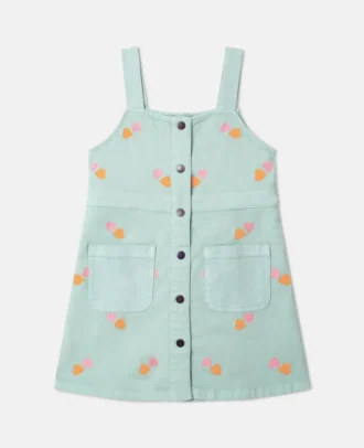 Abito in gabardine con ricamo a forma di cuore