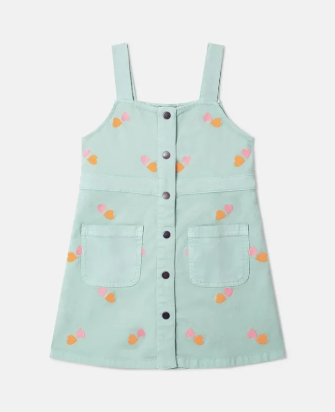 Abito in gabardine con ricamo a forma di cuore Abito in gabardine con ricamo a forma di cuore