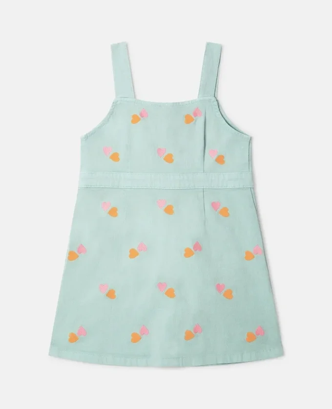 Abito in gabardine con ricamo a forma di cuore Abito in gabardine con ricamo a forma di cuore