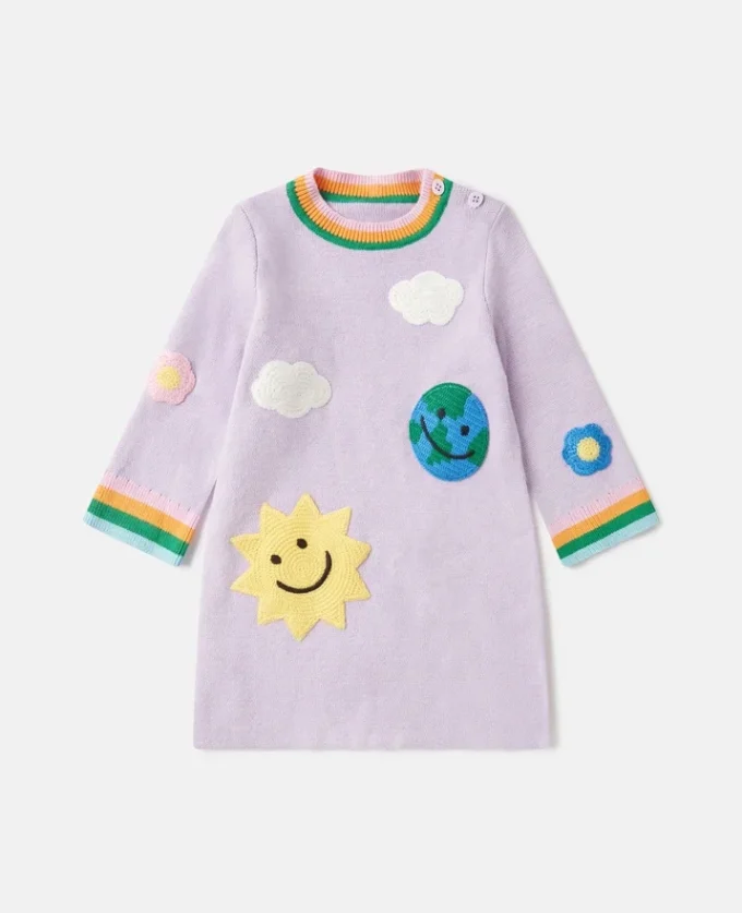 Abito maglione con ricamo grafico Earth Friends Abito maglione con ricamo grafico Earth Friends