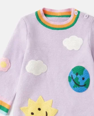 Abito maglione con ricamo grafico Earth Friends