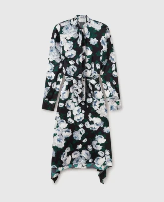 Abito midi a maniche lunghe in maglia floreale