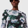 Abito midi a maniche lunghe in maglia floreale Abito midi a maniche lunghe in maglia floreale