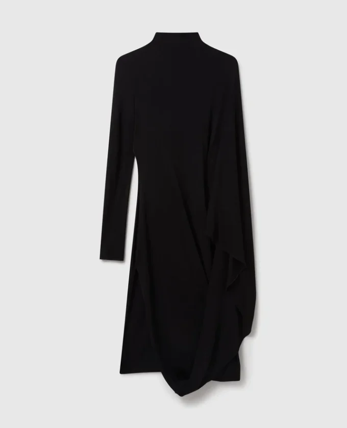 Abito midi asimmetrico con mantella Abito midi asimmetrico con mantella
