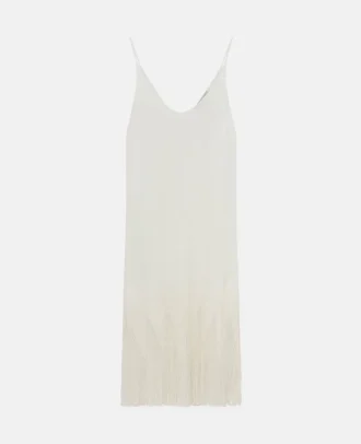 Abito midi con frange e maglia aperta