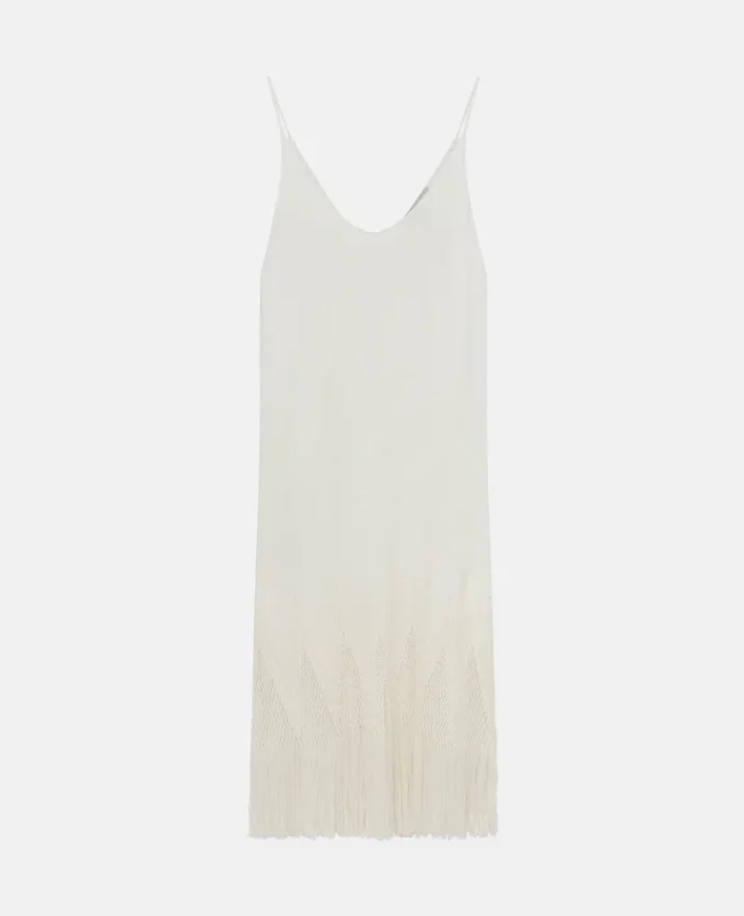Abito midi con frange e maglia aperta Abito midi con frange e maglia aperta