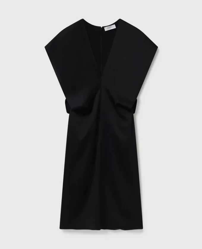 Abito midi con scollo a V profondo e maniche ad aletta Abito midi con scollo a V profondo e maniche ad aletta