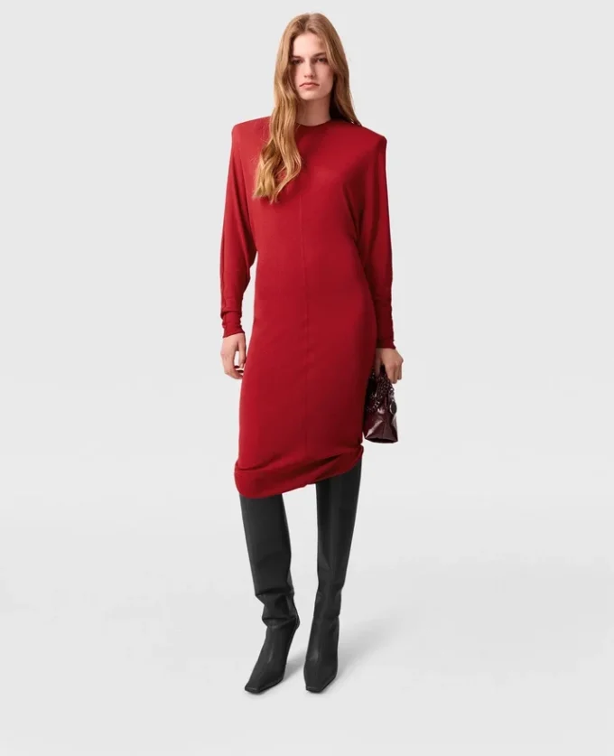 Abito midi con spalline e maniche lunghe Abito midi con spalline e maniche lunghe