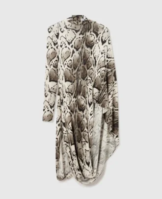 Abito midi drappeggiato con stampa leopardata