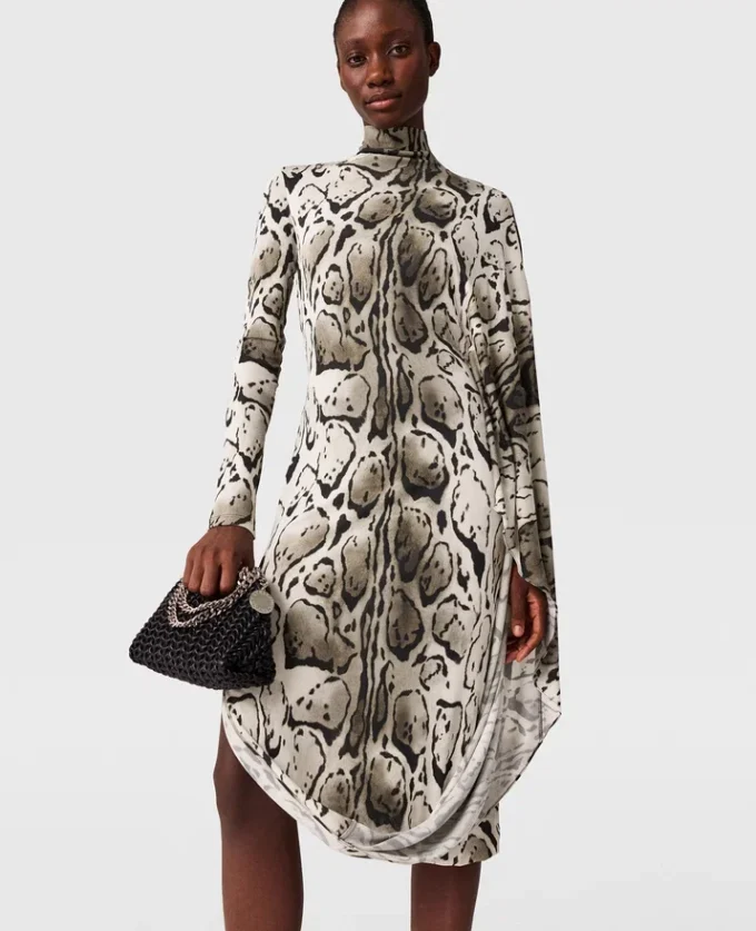 Abito midi drappeggiato con stampa leopardata Abito midi drappeggiato con stampa leopardata