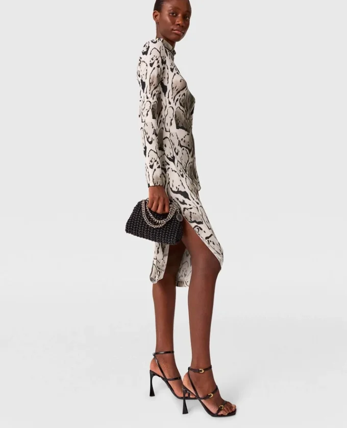 Abito midi drappeggiato con stampa leopardata Abito midi drappeggiato con stampa leopardata