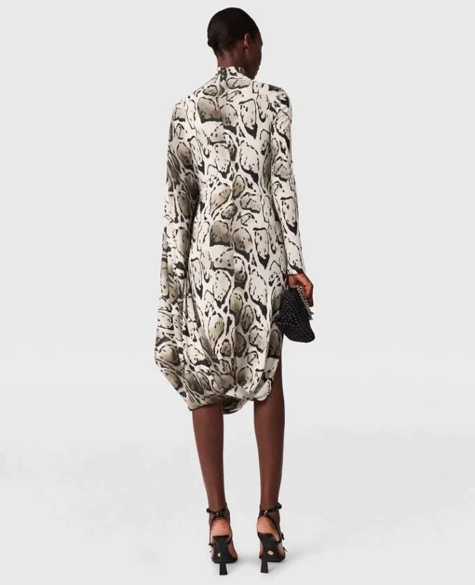 Abito midi drappeggiato con stampa leopardata Abito midi drappeggiato con stampa leopardata