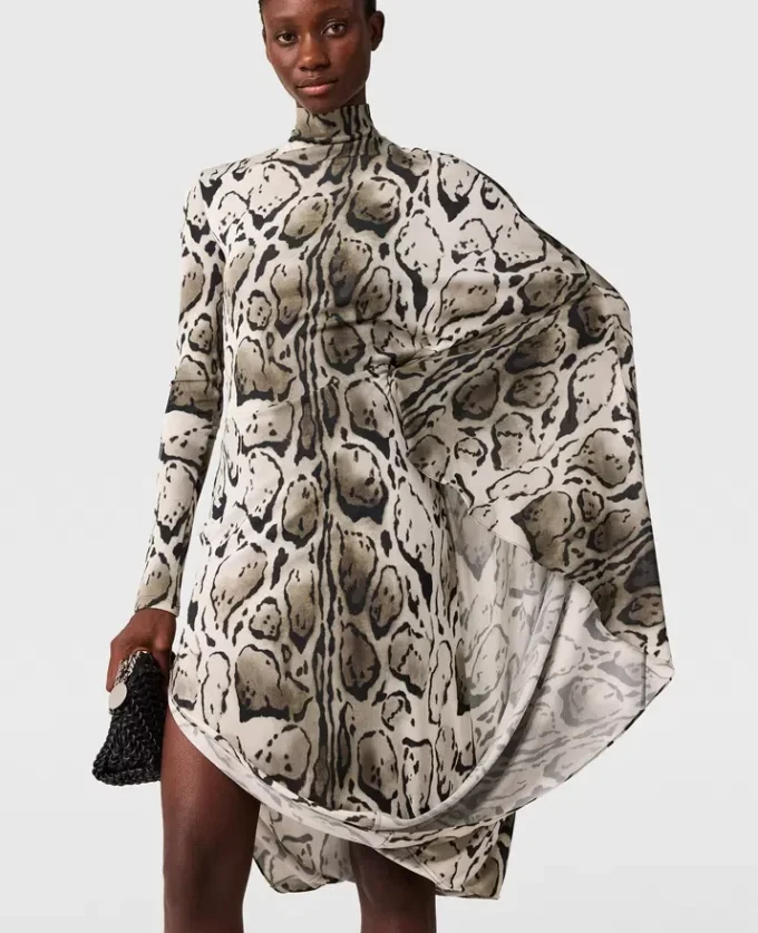 Abito midi drappeggiato con stampa leopardata Abito midi drappeggiato con stampa leopardata
