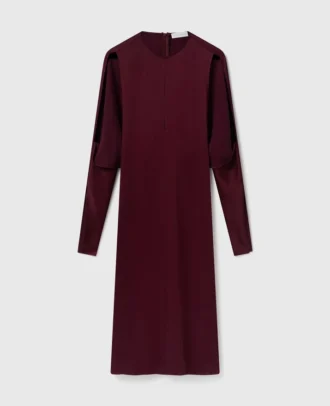 Abito midi in raso con maniche a mantella e cut-out