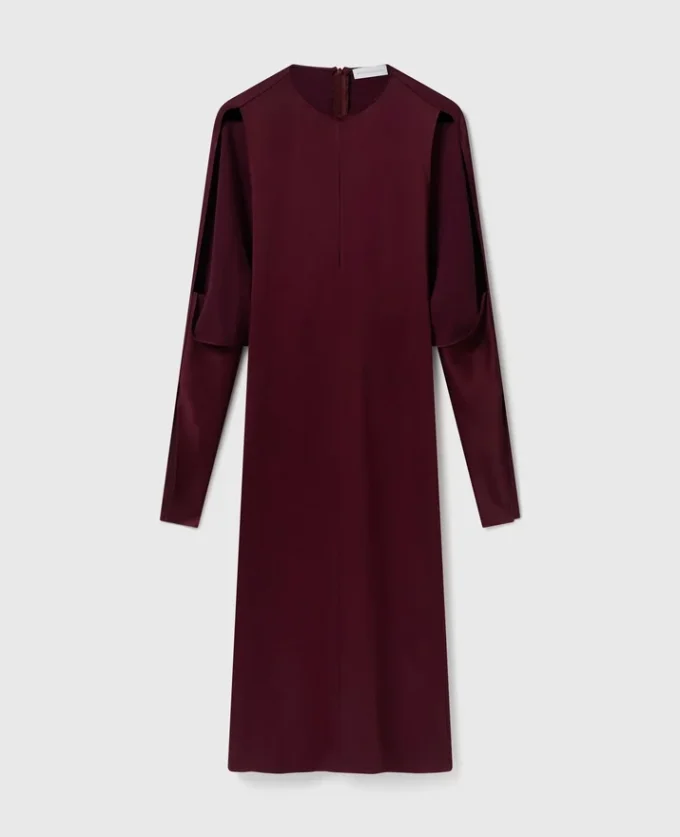 Abito midi in raso con maniche a mantella e cut-out Abito midi in raso con maniche a mantella e cut-out