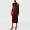 Abito midi in raso con maniche a mantella e cut-out Abito midi in raso con maniche a mantella e cut-out