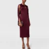 Abito midi in raso con maniche a mantella e cut-out Abito midi in raso con maniche a mantella e cut-out