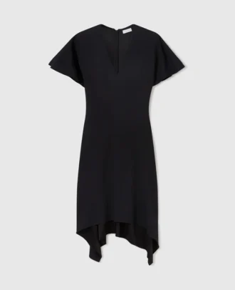 Abito midi in raso con scollo a V e maniche corte