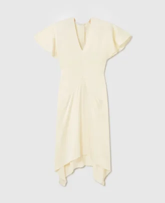 Abito midi in raso con scollo a V e maniche corte