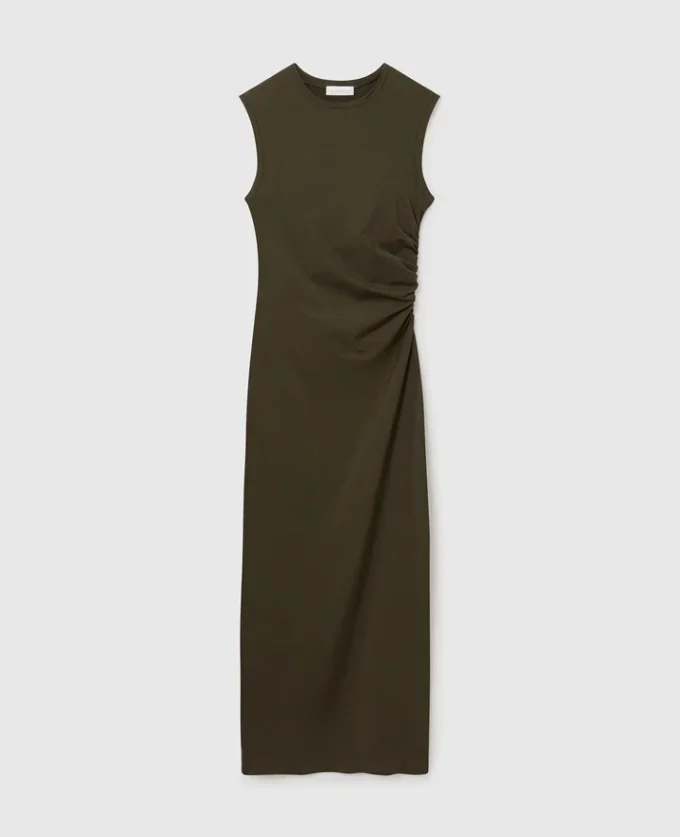 Abito midi senza maniche con collo rotondo e maglia intrecciata Abito midi senza maniche con collo rotondo e maglia intrecciata