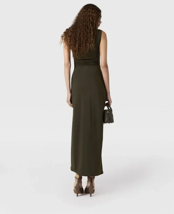 Abito midi senza maniche con collo rotondo e maglia intrecciata Abito midi senza maniche con collo rotondo e maglia intrecciata