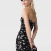 Abito midi senza spalline in maglia con stampa colombe Abito midi senza spalline in maglia con stampa colombe