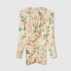 Abito mini a maniche lunghe con stampa peonie Abito mini a maniche lunghe con stampa peonie