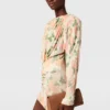 Abito mini a maniche lunghe con stampa peonie Abito mini a maniche lunghe con stampa peonie