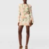 Abito mini a maniche lunghe con stampa peonie Abito mini a maniche lunghe con stampa peonie