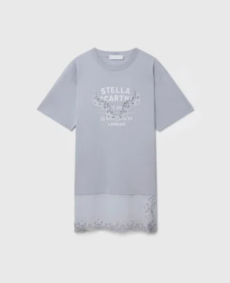 Abito T-shirt con inserti in pizzo