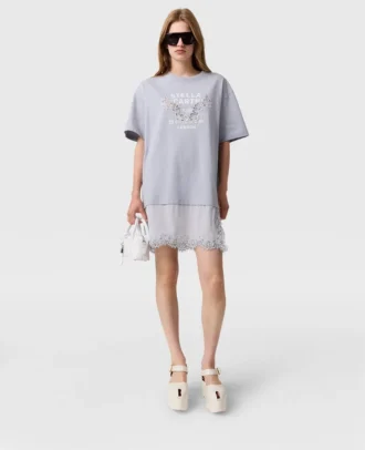 Abito T-shirt con inserti in pizzo
