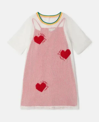 Abito T-shirt con rete a cuori
