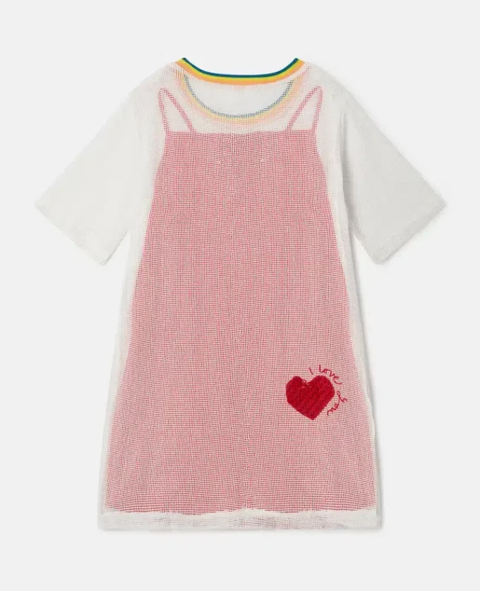 Abito T-shirt con rete a cuori