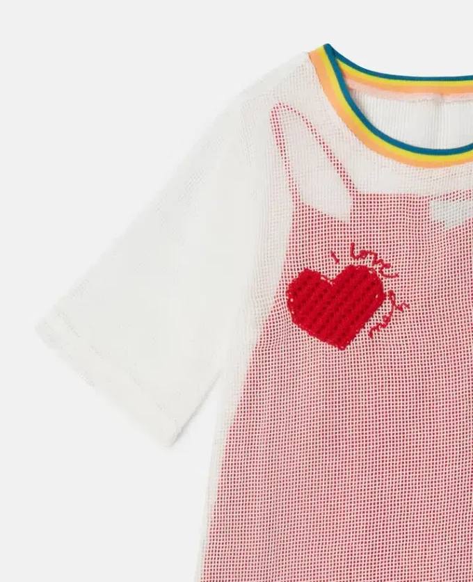 Abito T-shirt con rete a cuori