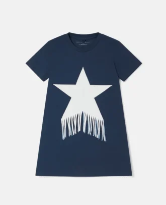 Abito T-shirt con stelle frangiate