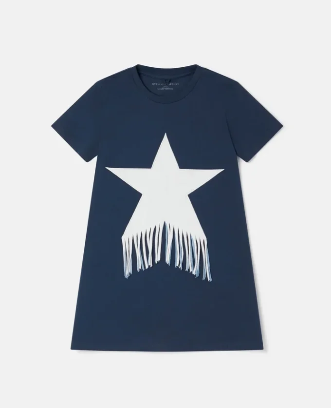 Abito T-shirt con stelle frangiate