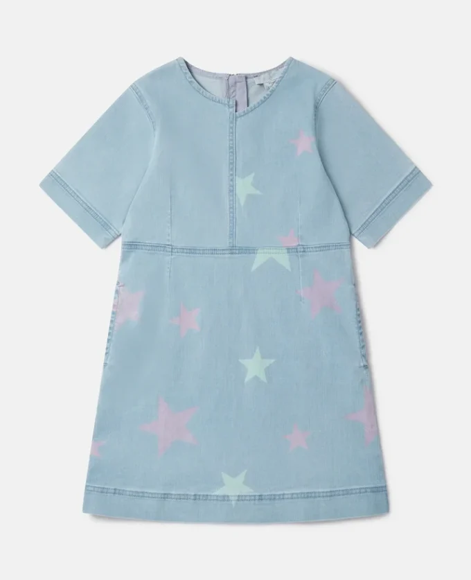 Abito T-shirt in denim con stampa Stella Star Abito T-shirt in denim con stampa Stella Star